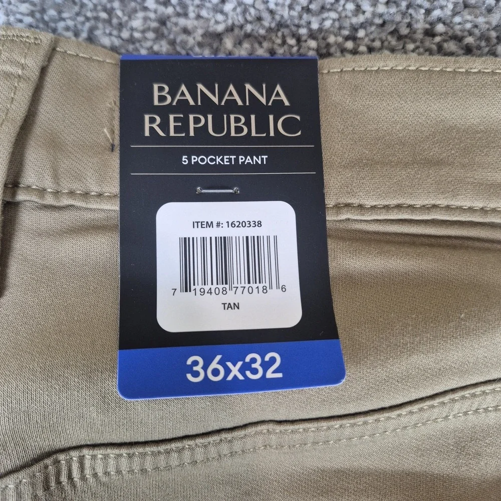 NWT Banana Republic 5‎ Pocket Pant Men's 36 x 32 Tan Cotton Stretch